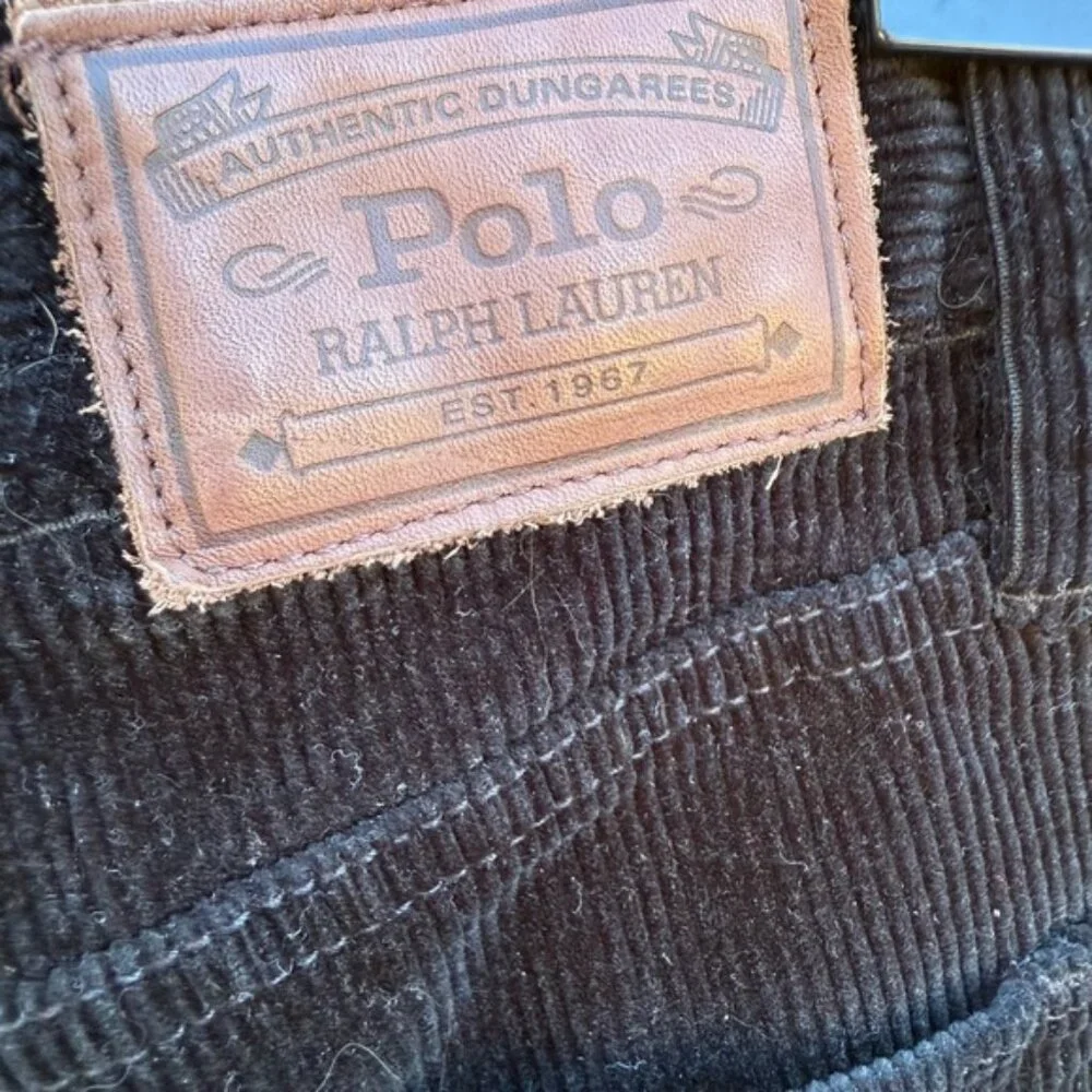 Polo Ralph Lauren Black Corduroy Pants Mens Size 34x32 Classic Straight EUC - Picture 6 of 13